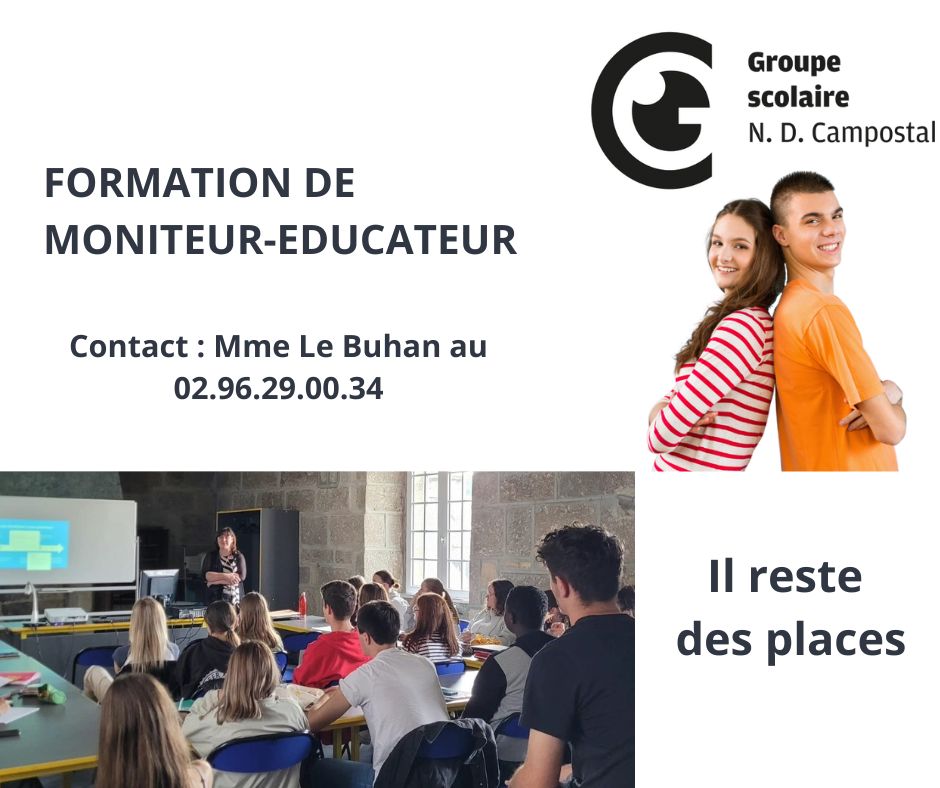 La formation de Moniteur-Educateur vous intéresse ?                                                     Il nous reste quelques places pour la rentrée prochaine.
